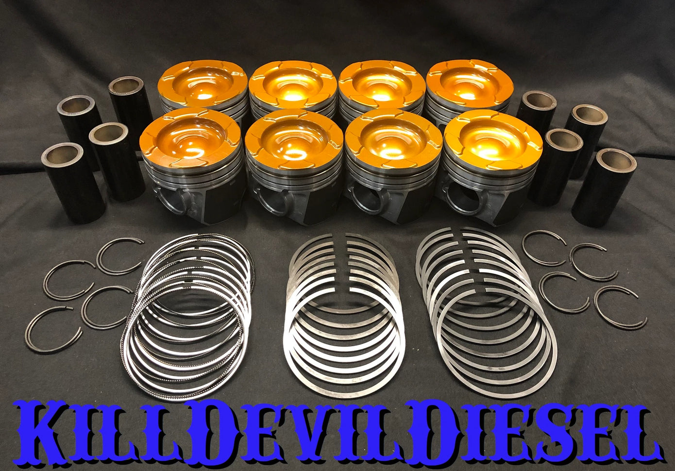 6.4L Ford Powerstroke Maxx Force Pistons w/ Rings - Set of 8