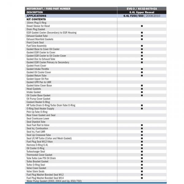 FORD MOTORCRAFT KC3Z-6079-EA (EVG-3) HEAD GASKET & UPPER SEAL KIT